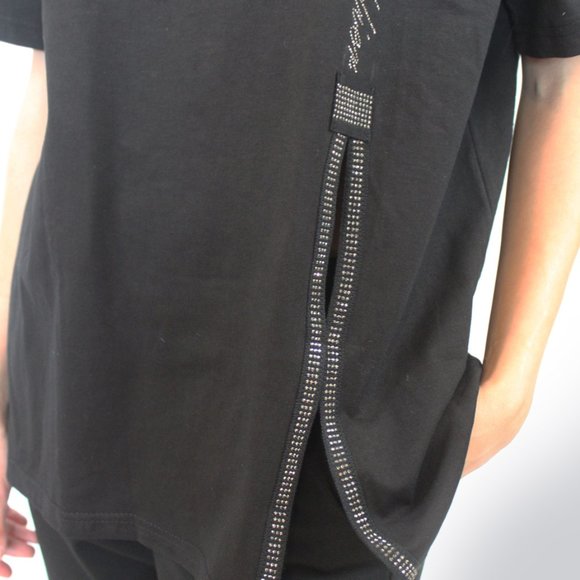 Cut-Out Rhinestone Script Trim Top T-56 - Picture 15 of 16